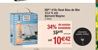 Cora x Carrefour IGP D'oc Rosé Bleu De Mer 12,5 % Vol Bernard Magrez offre
