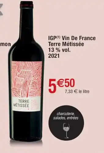 Cora x Carrefour IGP Vin De Grance Terre Métissée 13% Vol 2021 offre