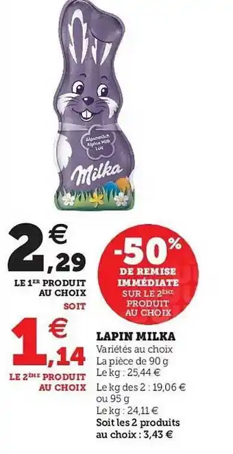 Hyper U Lapin Milka offre