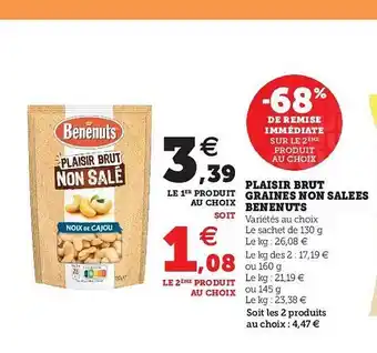 Hyper U Plaisir Brut Graines Non Salées Bénénuts offre