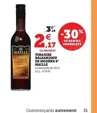 Hyper U Vinaigre Balsamique De Modène 6° Maille offre