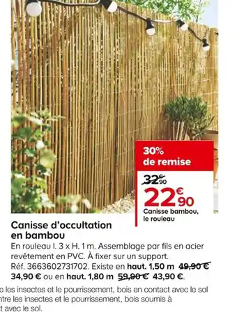 Castorama Canisse D'Occultation En Bambou offre
