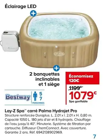 Castorama Lay-Z Spa Carre Palma Hydrojet Pro offre