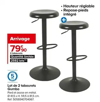 Castorama Lot De 2 Tabourets Gumbo offre