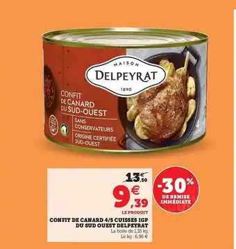 Hyper U Confit De Canard 4-5 Cuisses Igp Du Sud Ouest Delpeyrat offre