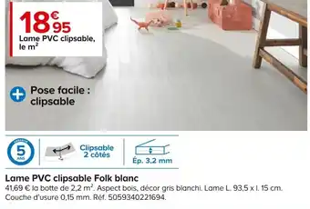 Castorama Lame PVC Clipsable Folk Blanc offre