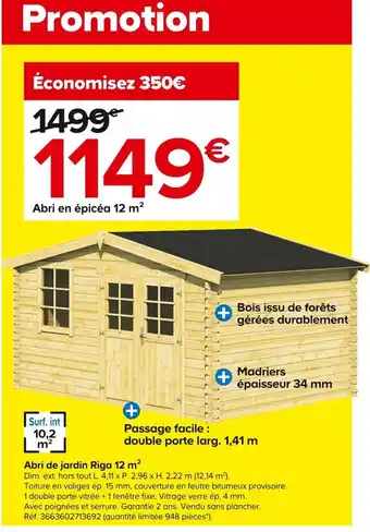 Castorama Abri De Jardin Riga 12m offre
