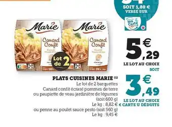 Hyper U Plats Cuisinés Marie offre