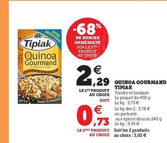 Hyper U Quinoa Gourmand Tipiak offre