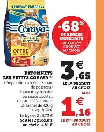 Hyper U Bâtonnets Les Petits Coraya offre