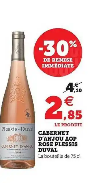 Hyper U Cabernet D'anjou Aop Rose Plessis Duval offre
