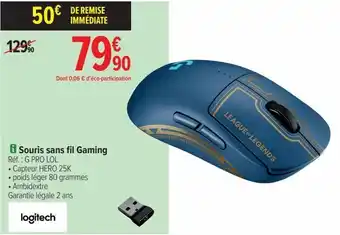 Carrefour Souris sas fil gaming logitech offre