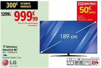 Carrefour Téléviseur nanocell 4k lg offre