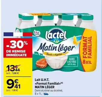 Carrefour Market Lait u.h.t. "format familial" matin leger offre
