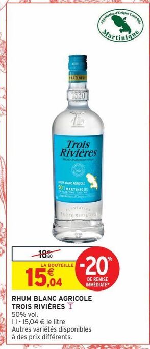 Intermarché Express Rhum blanc agricole trois rivières offre