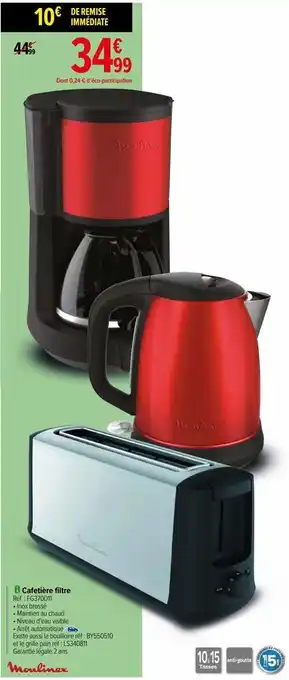 Carrefour Cafetière filtre moulinex offre