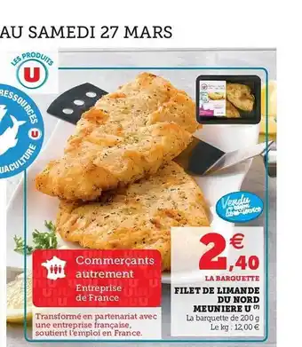 Hyper U Filet De Limande Du Nord Meunière U offre