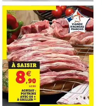 Hyper U Agneau : Poitrine Avec Os à Griller offre