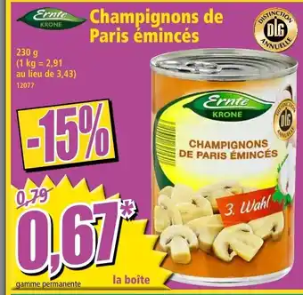 Norma Champignons de Paris émincés offre