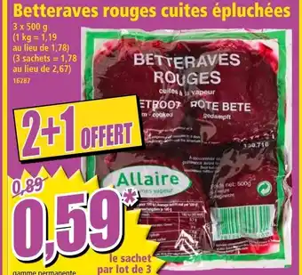Norma Betteraves rouges cuites épluchées offre