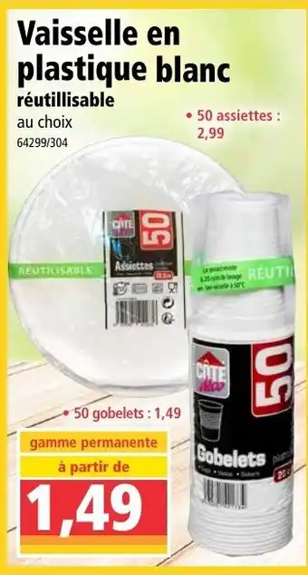 Norma Vaisselle en plastique blanc offre