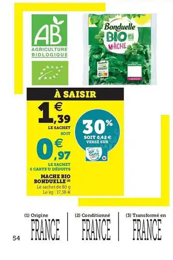 Hyper U Mâche Bio Bonduelle offre