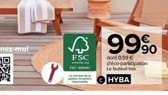 Carrefour Fauteuil bas tana offre