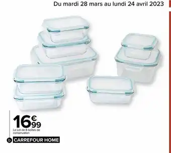 Carrefour Lot 8 boîtes de conservation offre