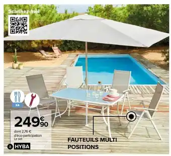 Carrefour Set rona 1 table + 4 fauteuils + 1 parasol offre