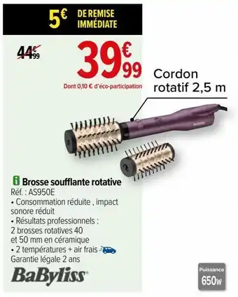 Carrefour Brosse soufflante rotative babyliss offre