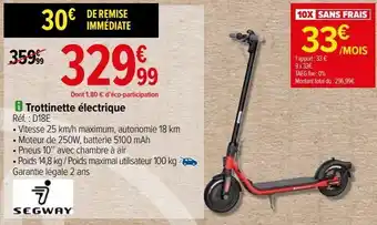 Carrefour Trottinette électrique segway offre