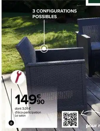 Carrefour Salon bas 4 places lola graphite offre