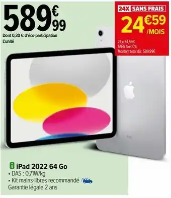 Carrefour Ipad 2022 64 go offre