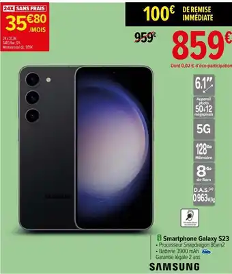 Carrefour Smartphone galaxy s23 samsung offre