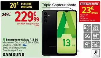 Carrefour Smartphone galaxy a13 5g samsung offre