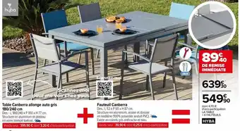 Carrefour Market Table canberra allonge auto gris 180/240cm + fauteuil canberra offre