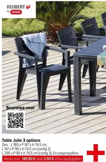 Carrefour Market Table julie 3 options offre