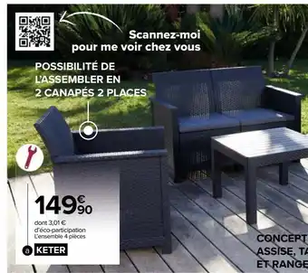Carrefour Market Salon bas 4 places lola graphite offre