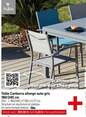 Carrefour Market Table canberra allonge auto gris 180/240cm offre