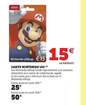 Hyper U Carte Nintendo offre