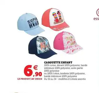 Hyper U Casquette Enfant offre