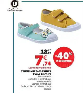 Hyper U Tennis Ou Ballerines Toile Enfant offre