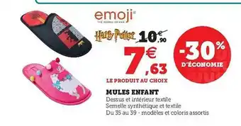 Hyper U Mules Enfant Harry Potter offre