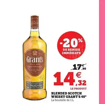 Hyper U Blended Scotch Whisky Grant's 40° offre