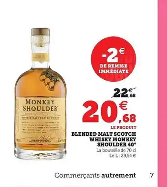 Hyper U Blended Malt Scotch Whisky Monkey Shoulder 40° offre