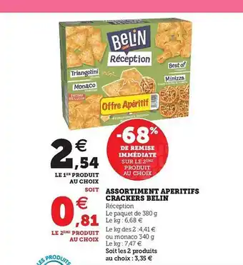 Hyper U Assortiment Apéritifs Crackers Belin offre
