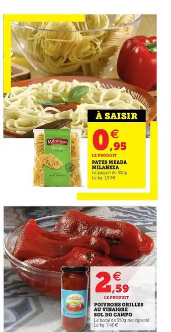 Hyper U Pâtes Meada Milaneza offre