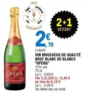 E.Leclerc Vin Mousseux De Qualité Brut Blanc De Blancs offre