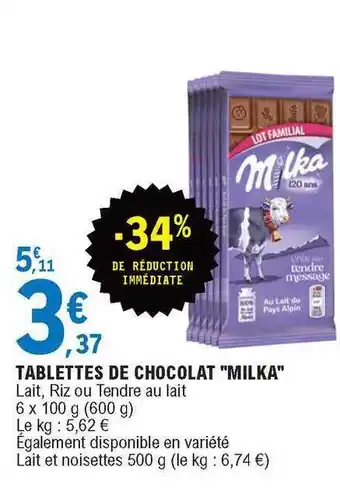 E.Leclerc Tablettes De Chocolat offre