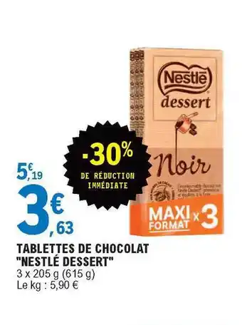 E.Leclerc Tablettes De Chocolat offre